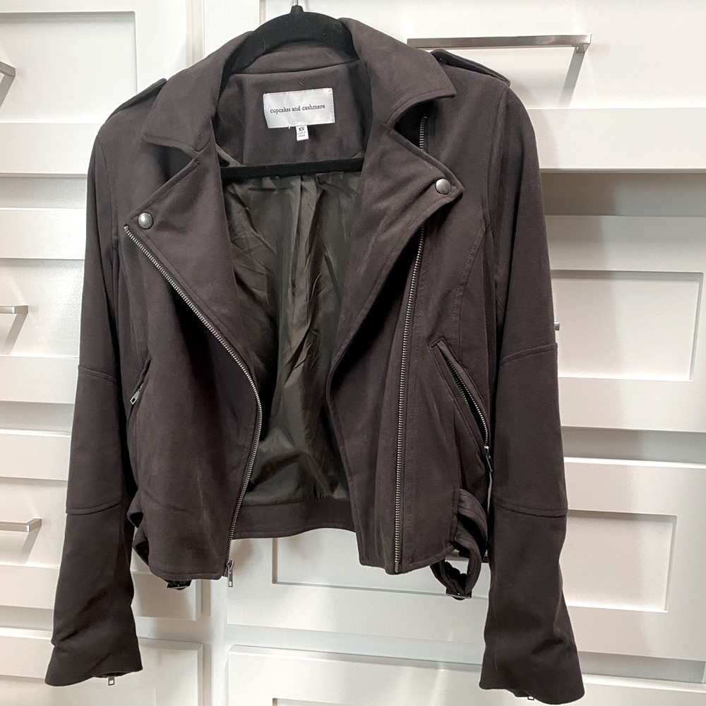 NWOT - Faux Suede Moto Jacket - Slate Grey
